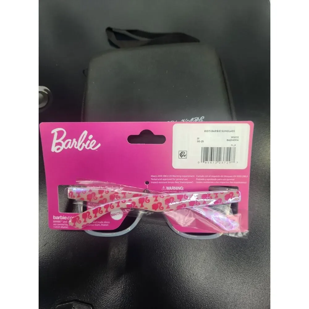 Barbie Girl's White Fashion Sunglasses with Barbie Icon 100% UV Protection Pink